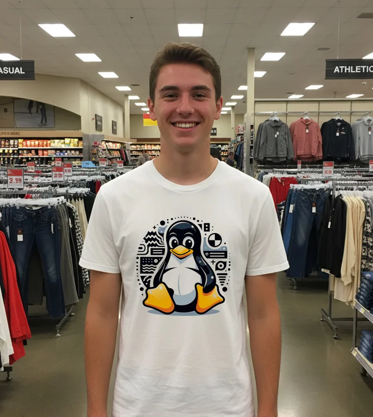 Linux Tux World - white-t-shirt Linux Tux World   White T Shirt