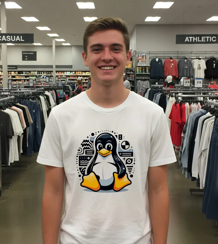 Linux Tux World - white-t-shirt Linux Tux World   White T Shirt