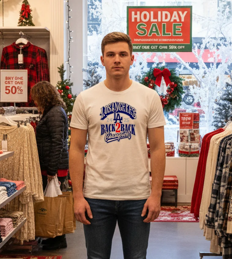 Los Angeles Back 2 Back 2024 2025 Champions White T Shirt 2