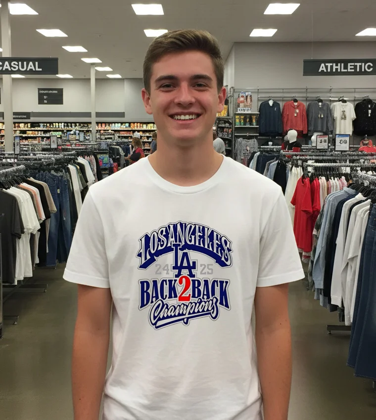 Los Angeles Back 2 Back 2024 2025 Champions White T Shirt 3