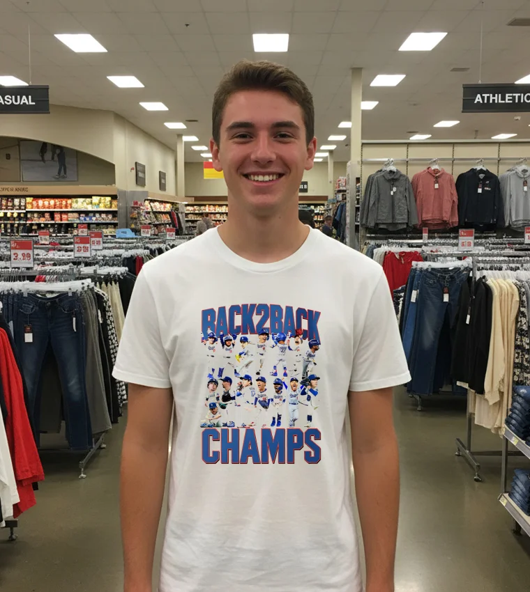 Los Angeles Dodgers Back 2 Back Mini Champs White T Shirt 1