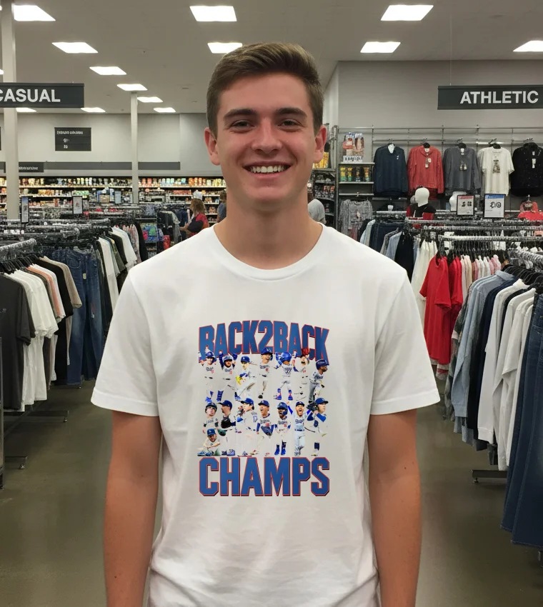 Los Angeles Dodgers Back 2 Back Mini Champs White T Shirt 3