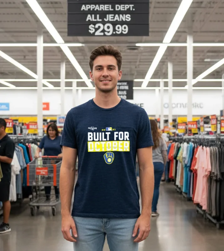 Milwaukee Brewers Built For October 2021 T S   Black T Shirt