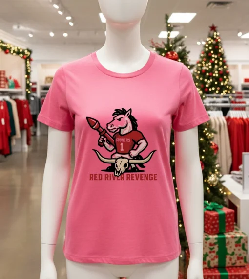 Oklahoma Sooners Vs Texas Longhorns Red River Rivalry T S   Pink T Shirt