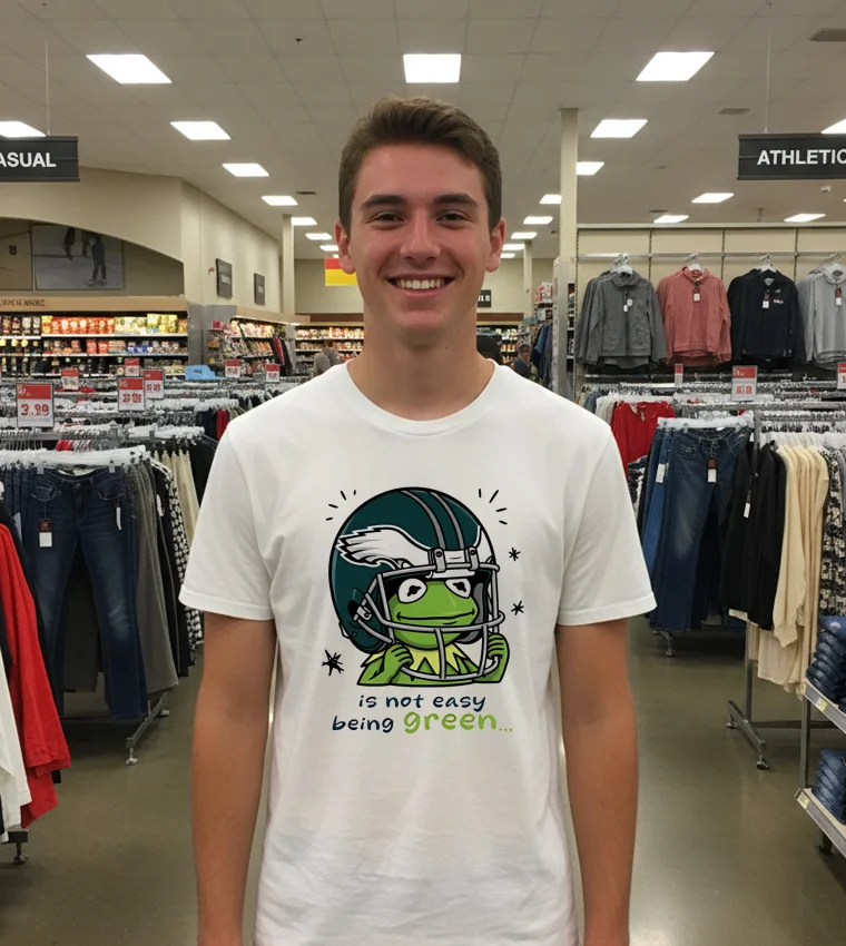 Philadelphia Eagles Is Not Easy Being Green Cartoon - white-t-shirt Philadelphia Eagles Is Not Easy Being Green Cartoon White T Shirt 1