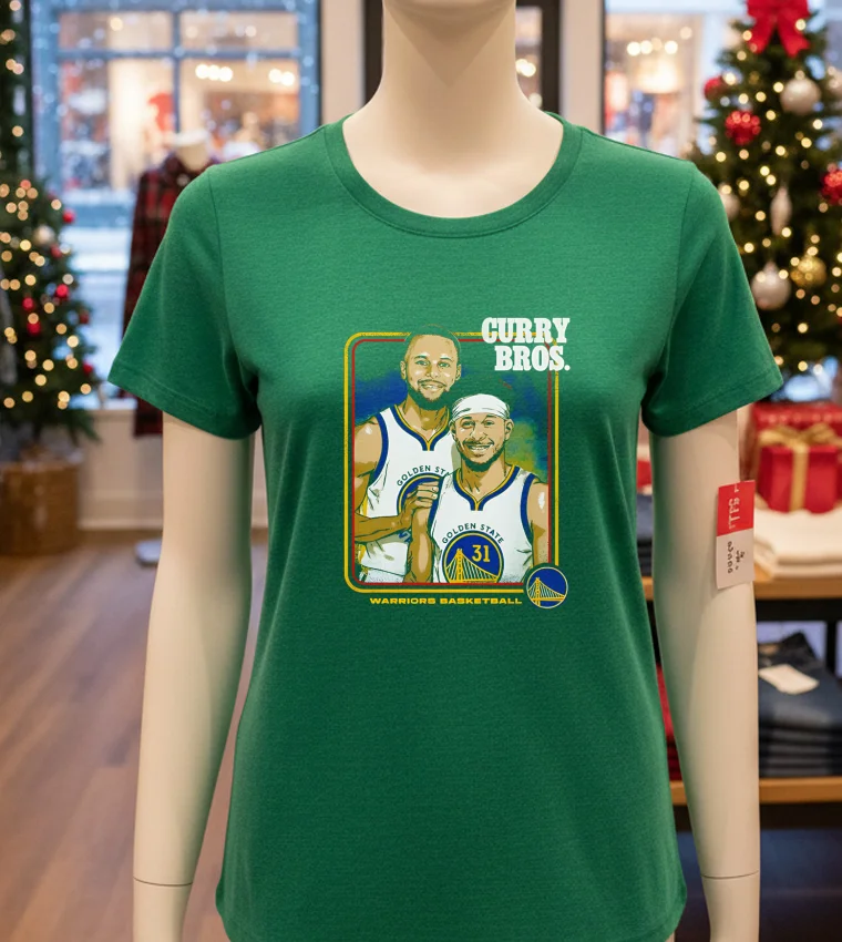 Steph Curry And Seth Curry Golden State Warriors Step Brothers Retro - green-t-shirt Steph Curry And Seth Curry Golden State Warriors Step Brothers Retro Green T Shirt 1